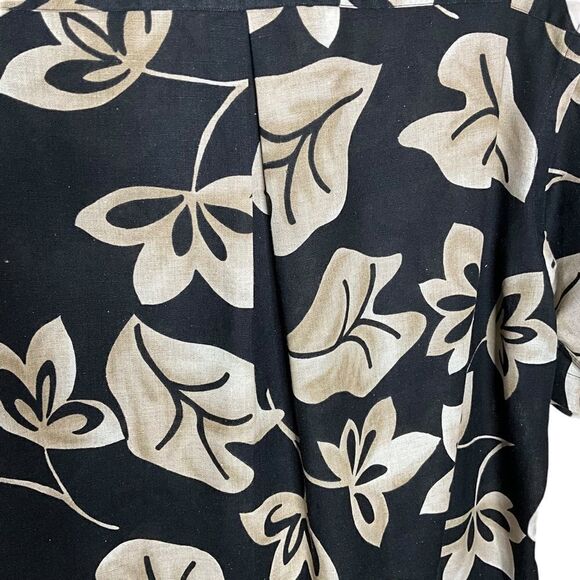 Kenneth Gordon Men's Shirt size L Hawaiian Print Short Sleeve Black and Tan - Picture 12 of 13